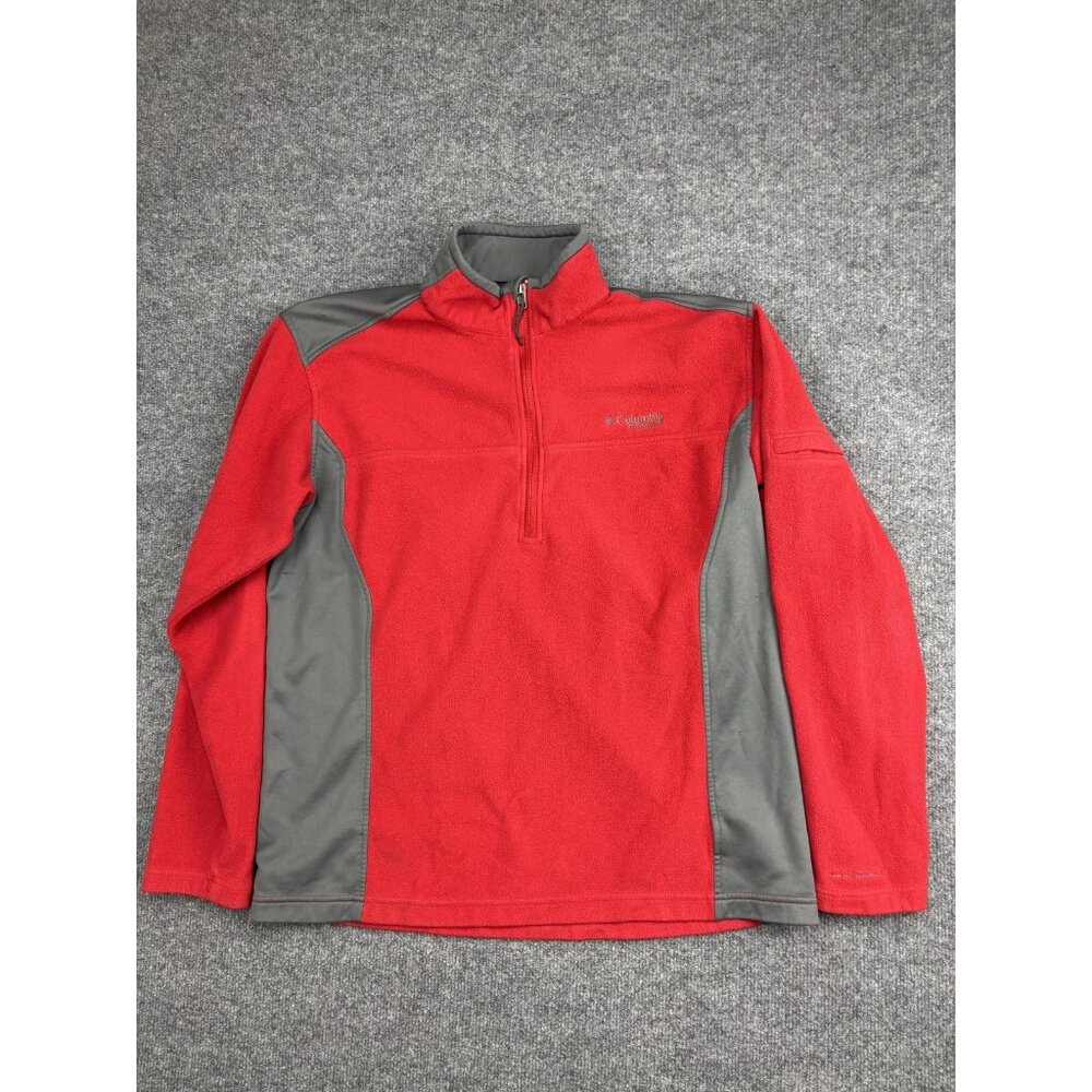 Columbia Titanium Pullover Mens Large Red 1/4 Zip Fleece Hiking Top Outdoor